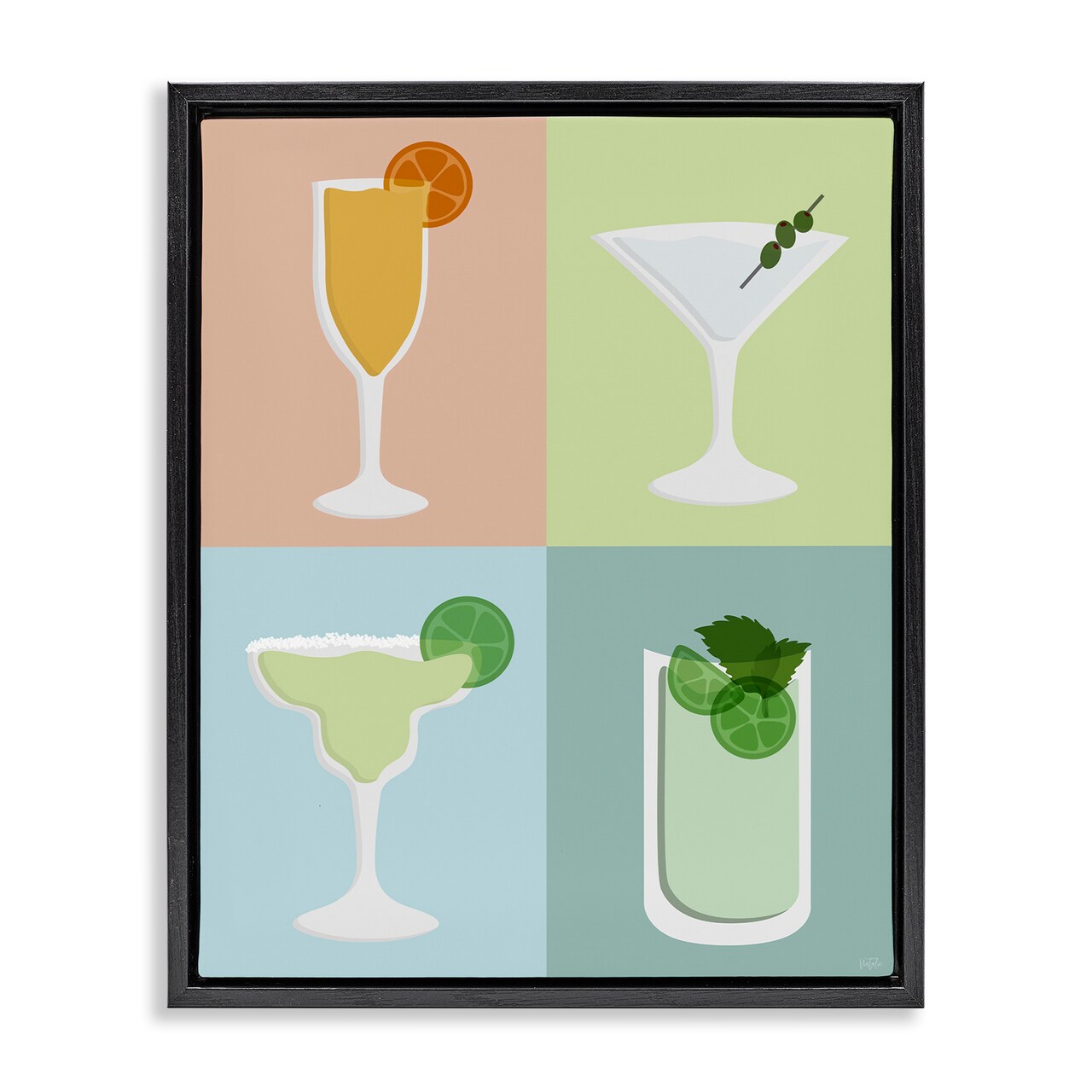 Stupell Industries Pastel Bar Cocktails Framed Floater Canvas Wall Art Design by Natalie Carpentieri